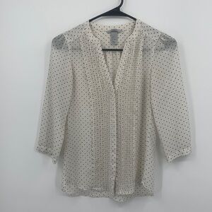 H&M Sheer Polka Dot 3/4 Sleeve Blouse Women’s Size 2